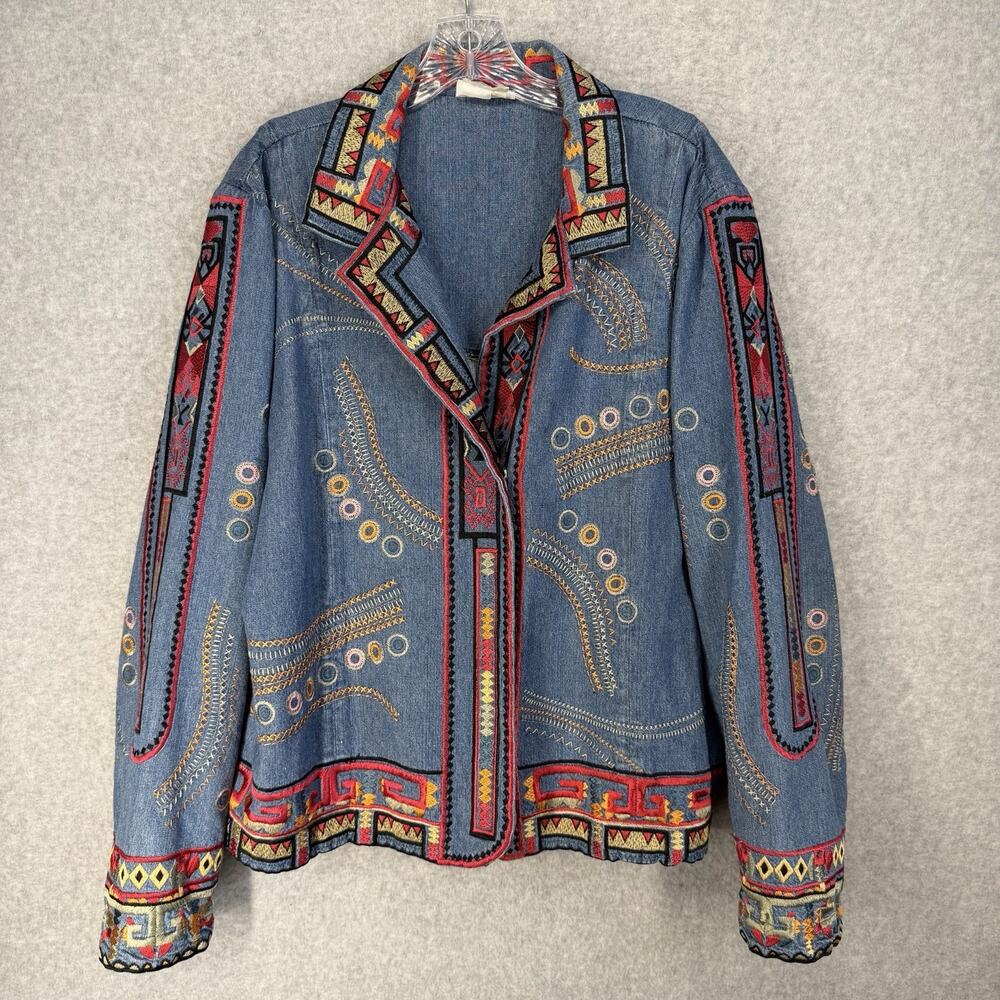 Coldwater Creek Womens Jacket XL Denim Southwestern Embroidered - Picture 13 of 13